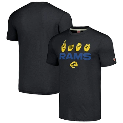 T-shirt unisexe hommage charbon Los Angeles Rams La collection NFL ASL par Love Sign en langue des signes américaine