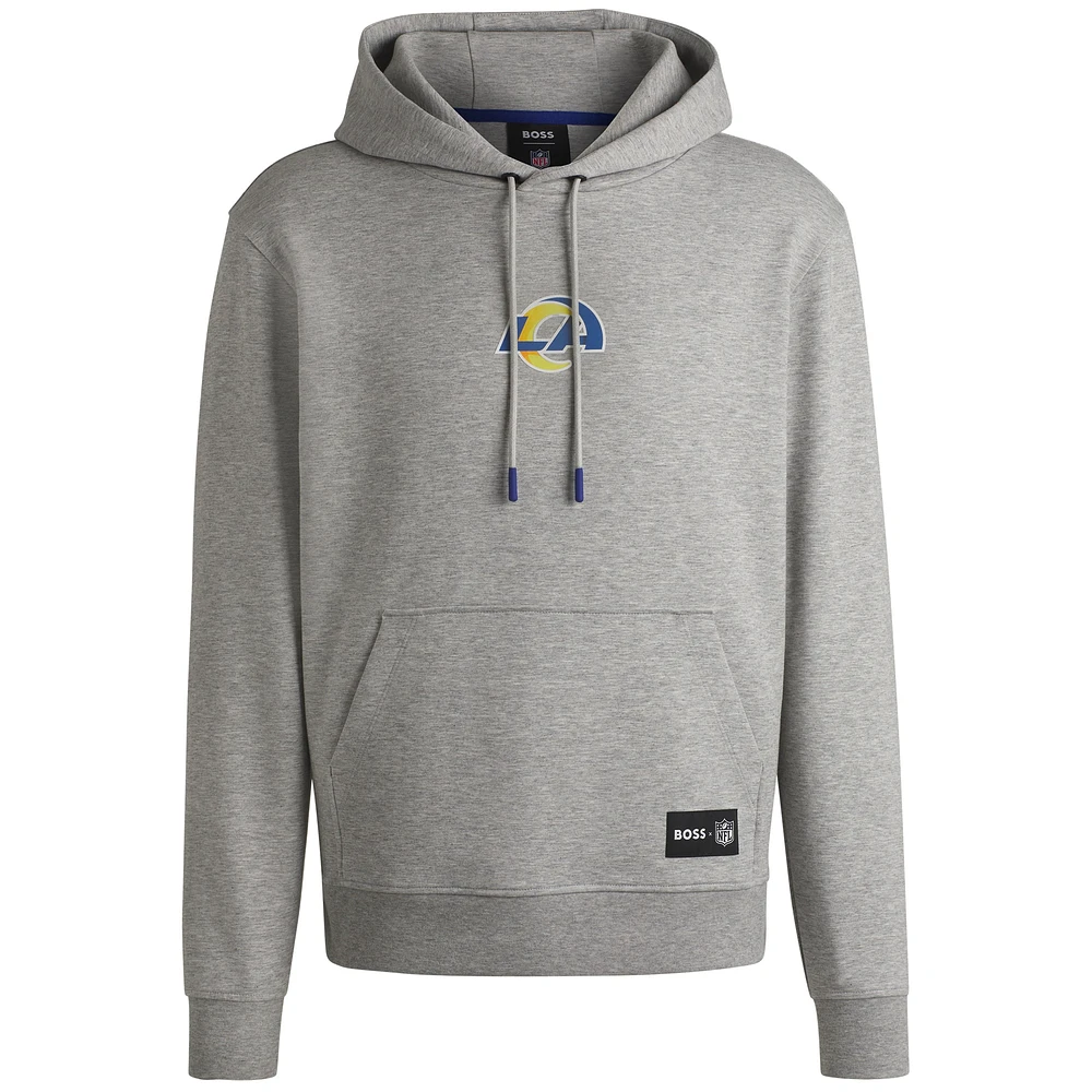 Sweat à capuche unisexe Hugo Boss Heather Grey Los Angeles Rams Woodson Tri-Blend