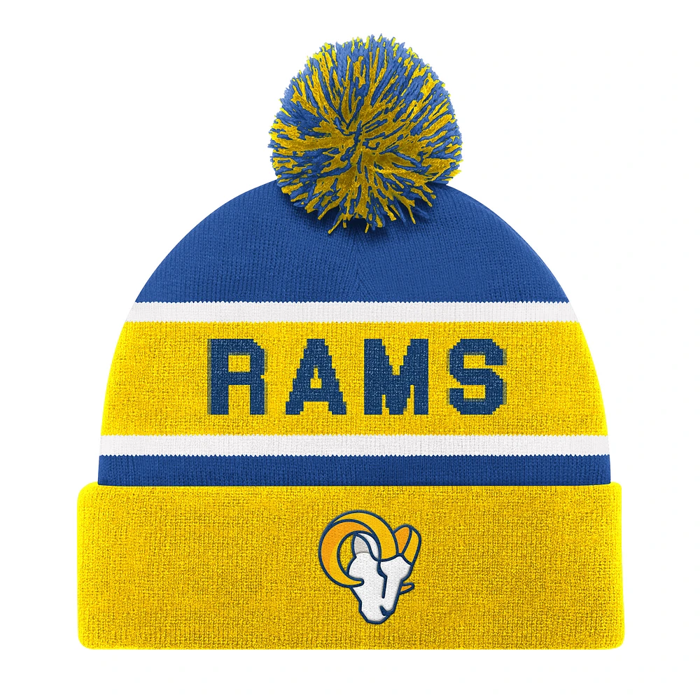 Bonnet en tricot à revers unisexe Starter Gold Los Angeles Rams avec pompon