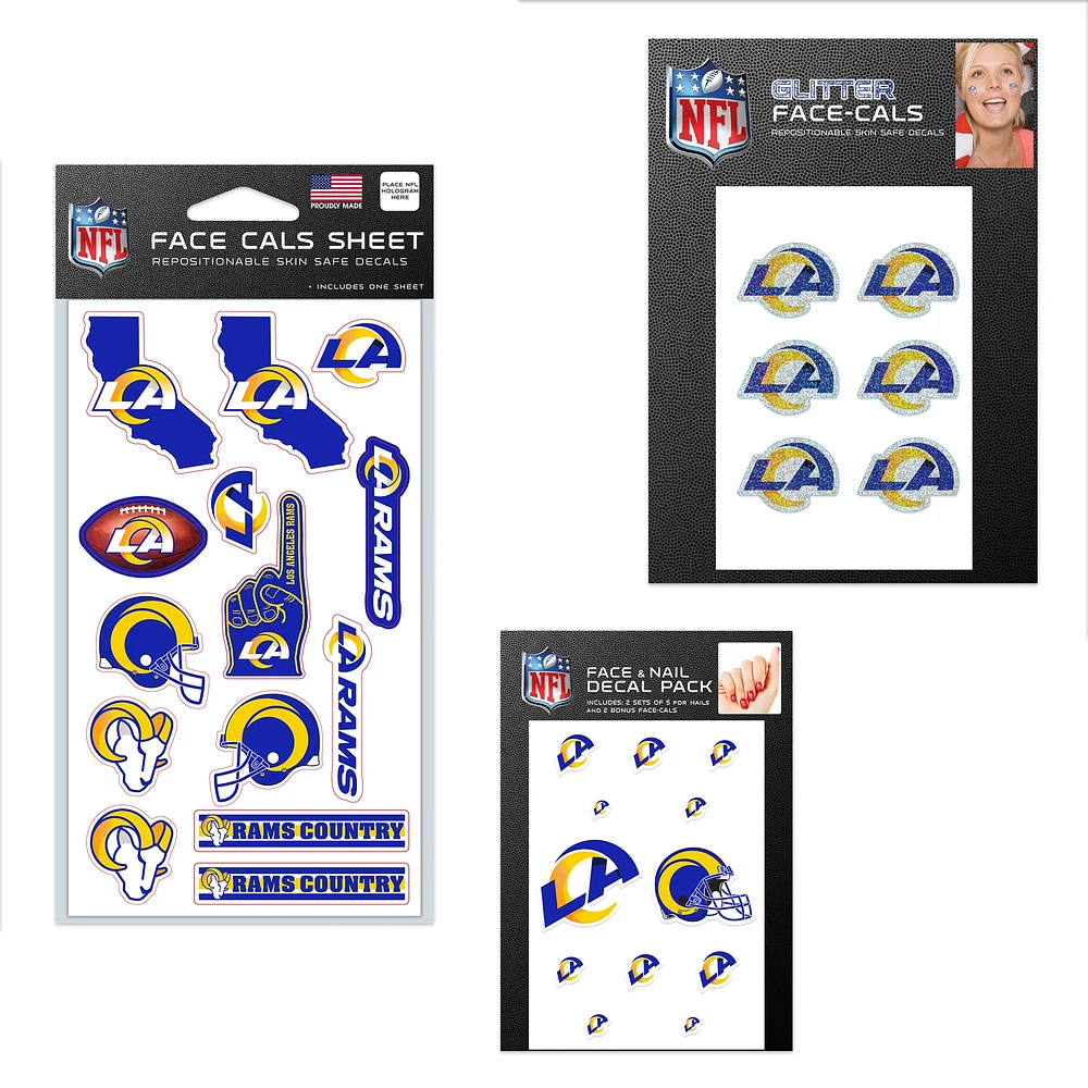 Ensemble de tatouages ​​sans eau WinCraft Los Angeles Rams 4" x 7"