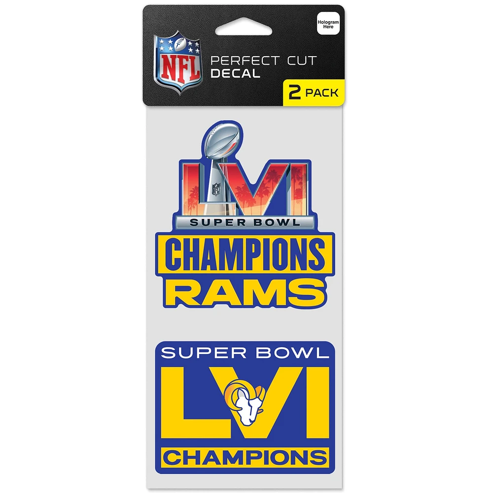 WinCraft Los Angeles Rams Super Bowl LVI Champions Lot de 2 décalcomanies 10,2 x 20,3 cm