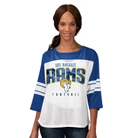 Women's G-III 4Her by Carl Banks  Royal Los Angeles Rams First Team 3/4-Sleeve Mesh T-Shirt