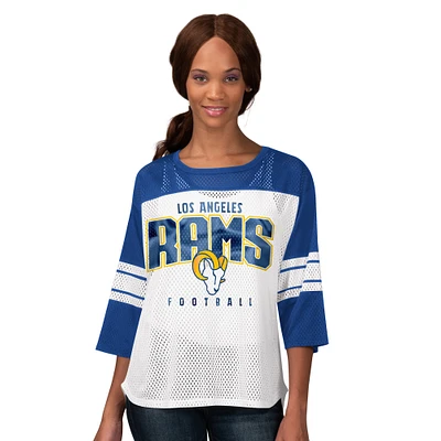 Women's G-III 4Her by Carl Banks  Royal Los Angeles Rams First Team 3/4-Sleeve Mesh T-Shirt