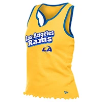 Débardeur tri-mélange à ourlet ondulé et col cranté pour femme New Era Gold Los Angeles Rams