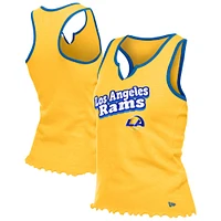 Débardeur tri-mélange à ourlet ondulé et col cranté pour femme New Era Gold Los Angeles Rams