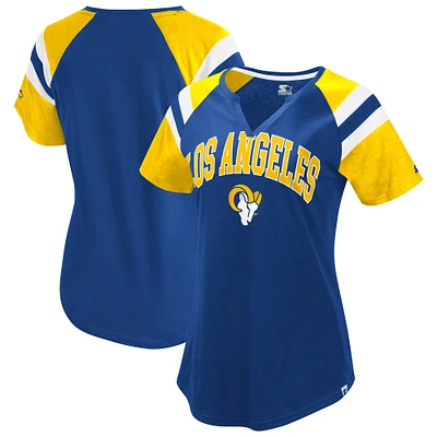 Women's Starter  Royal Los Angeles Rams Game On Notch Neck Raglan T-Shirt