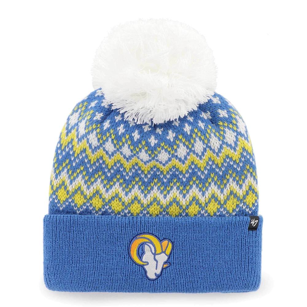 Bonnet en tricot à revers Elsa '47 Royal Los Angeles Rams pour femmes avec pompon