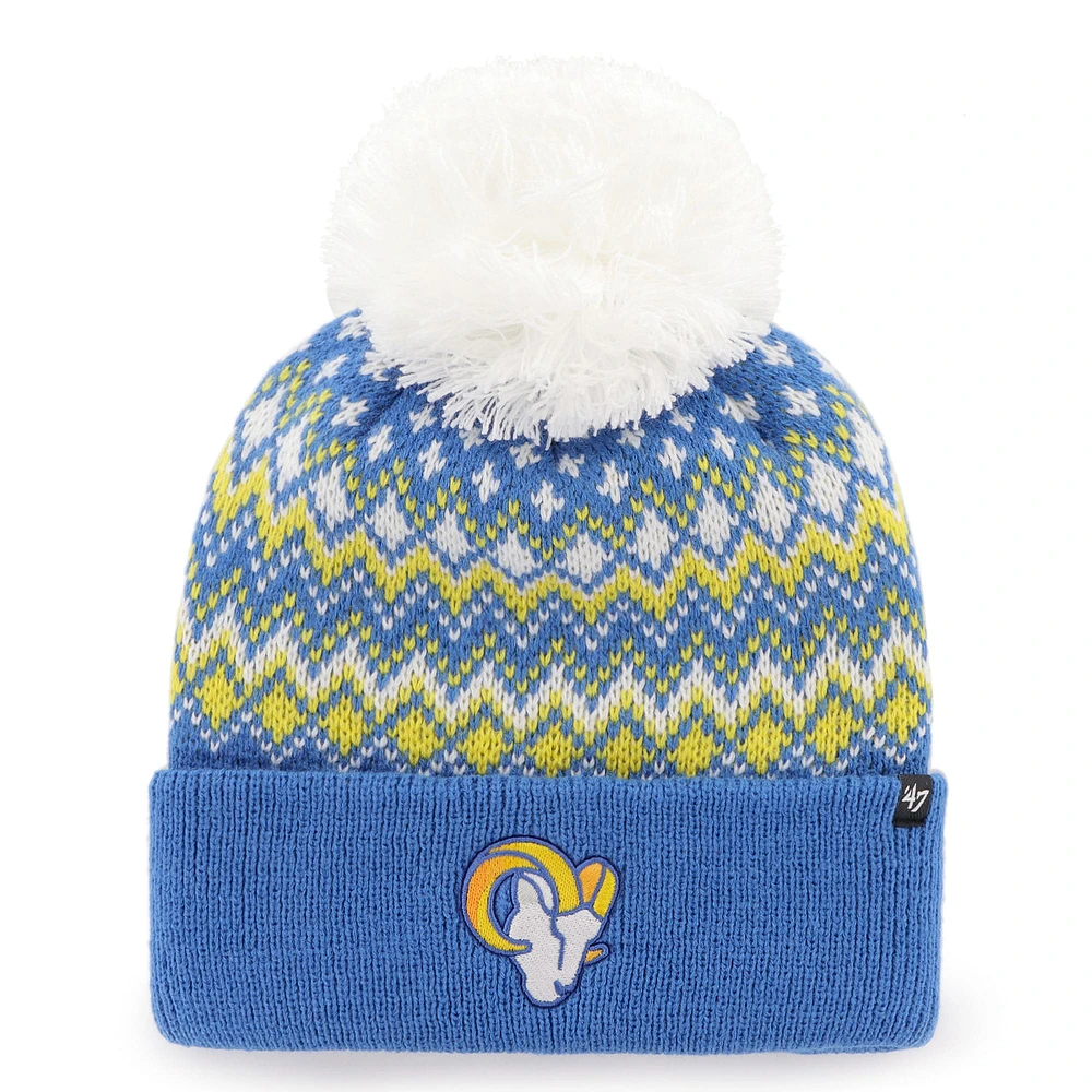 Bonnet tricoté à revers avec pompon Elsa '47 Royal Los Angeles Rams pour femme