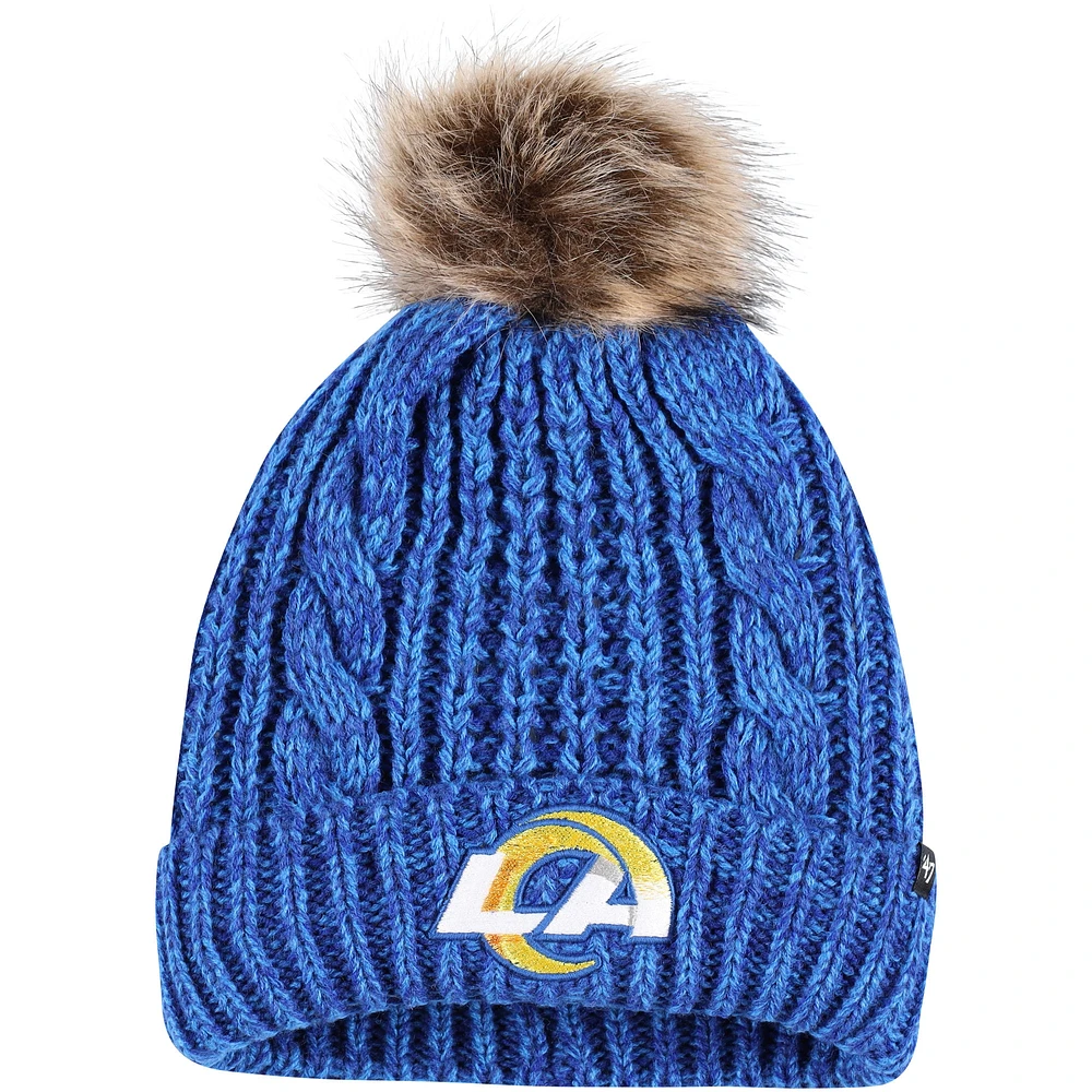 Bonnet en tricot à revers avec pompon Meeko '47 Royal Los Angeles Rams pour femme