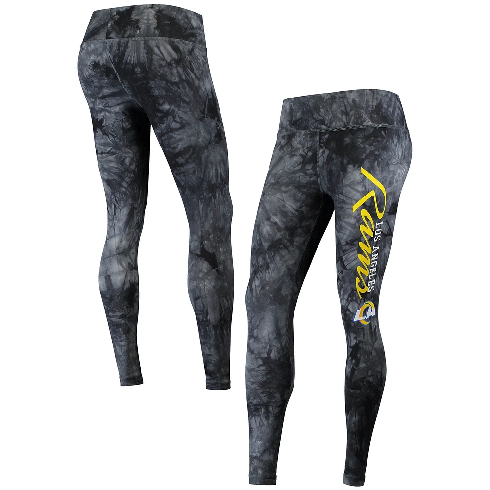 Concepts Sport Noir Los Angeles Rams Burst Tie Dye Legging pour femme