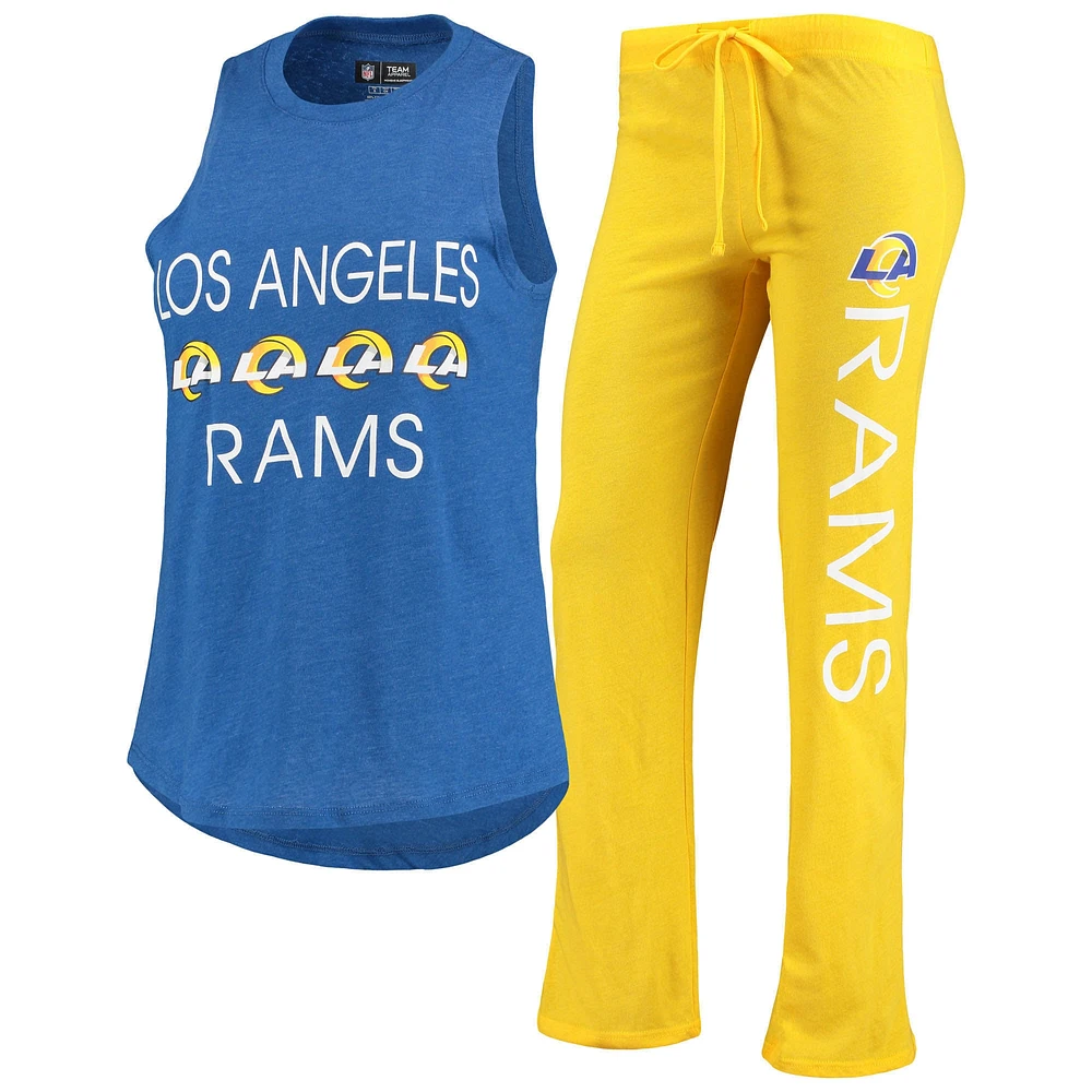 Ensemble de nuit avec débardeur et pantalon pour femme Concepts Sport Or/Royal Los Angeles Rams Muscle