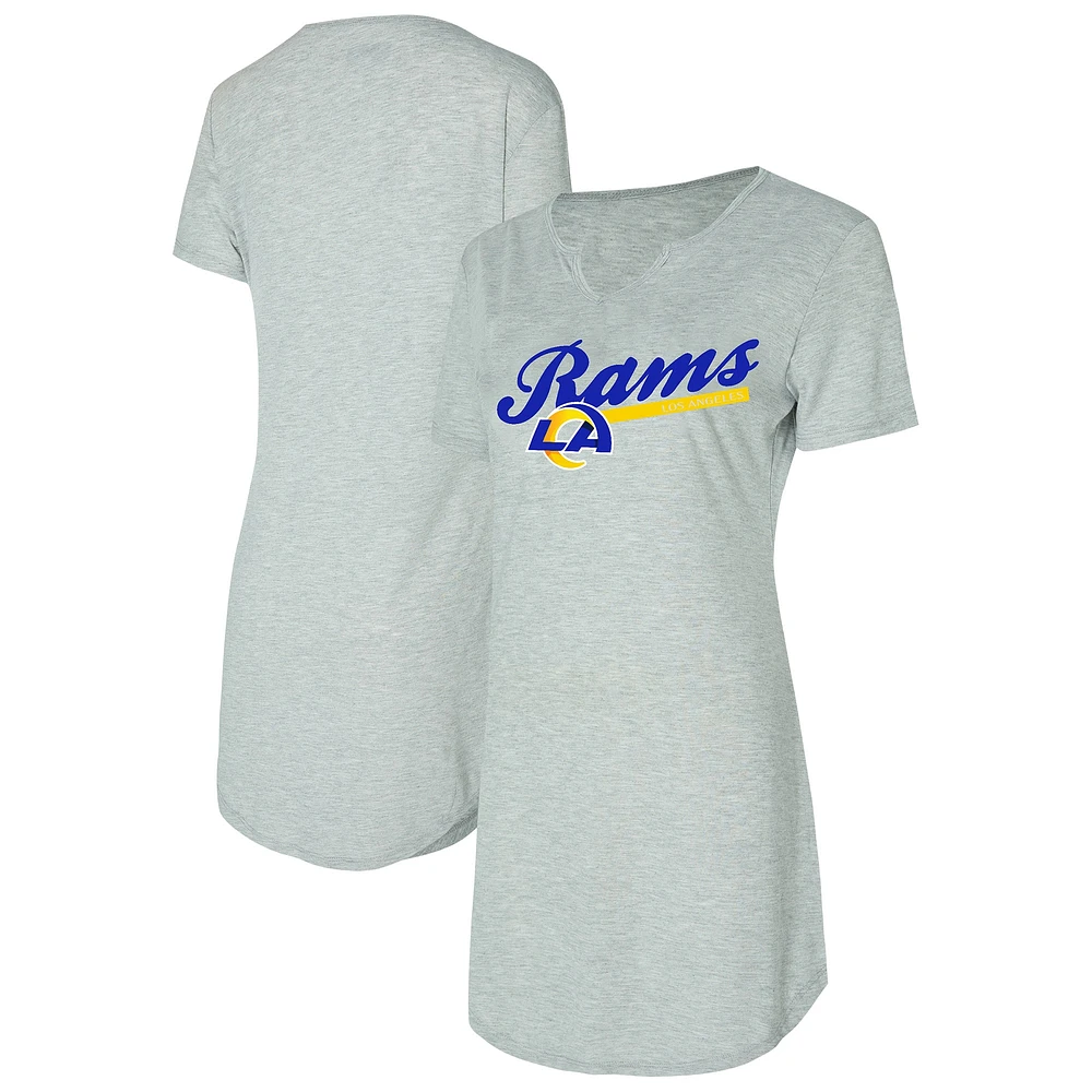 Chemise de nuit en tricot gris pour femme Concepts Sport Los Angeles Rams Petition