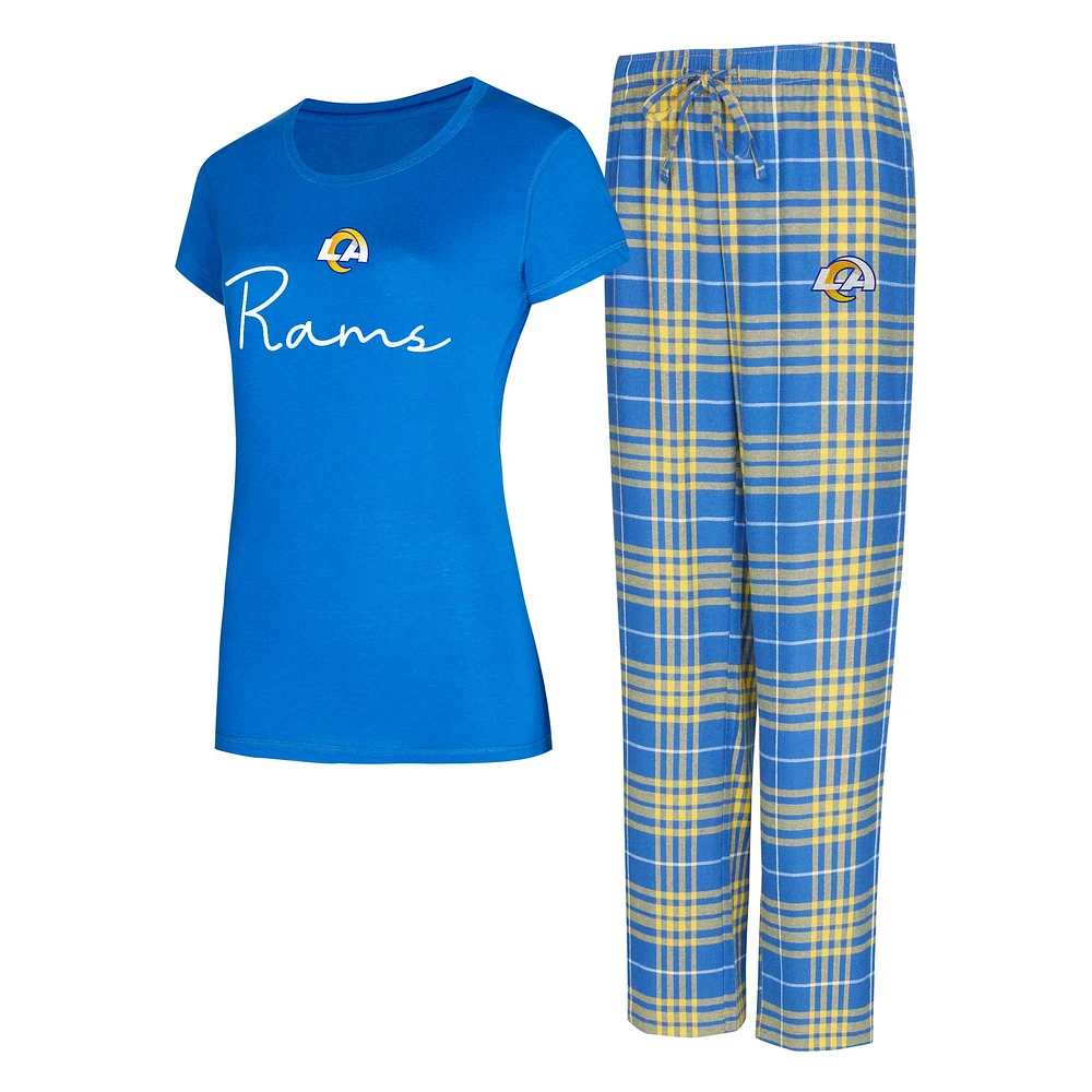 Ensemble de nuit pour femme Concepts Sport Los Angeles Rams Vector T-shirt et pantalon en flanelle