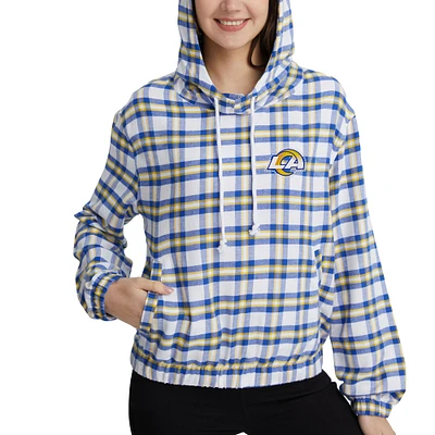 Haut à capuche manches longues en flanelle Concepts Sport Royal/Gold Los Angeles Rams Sienna pour femmes