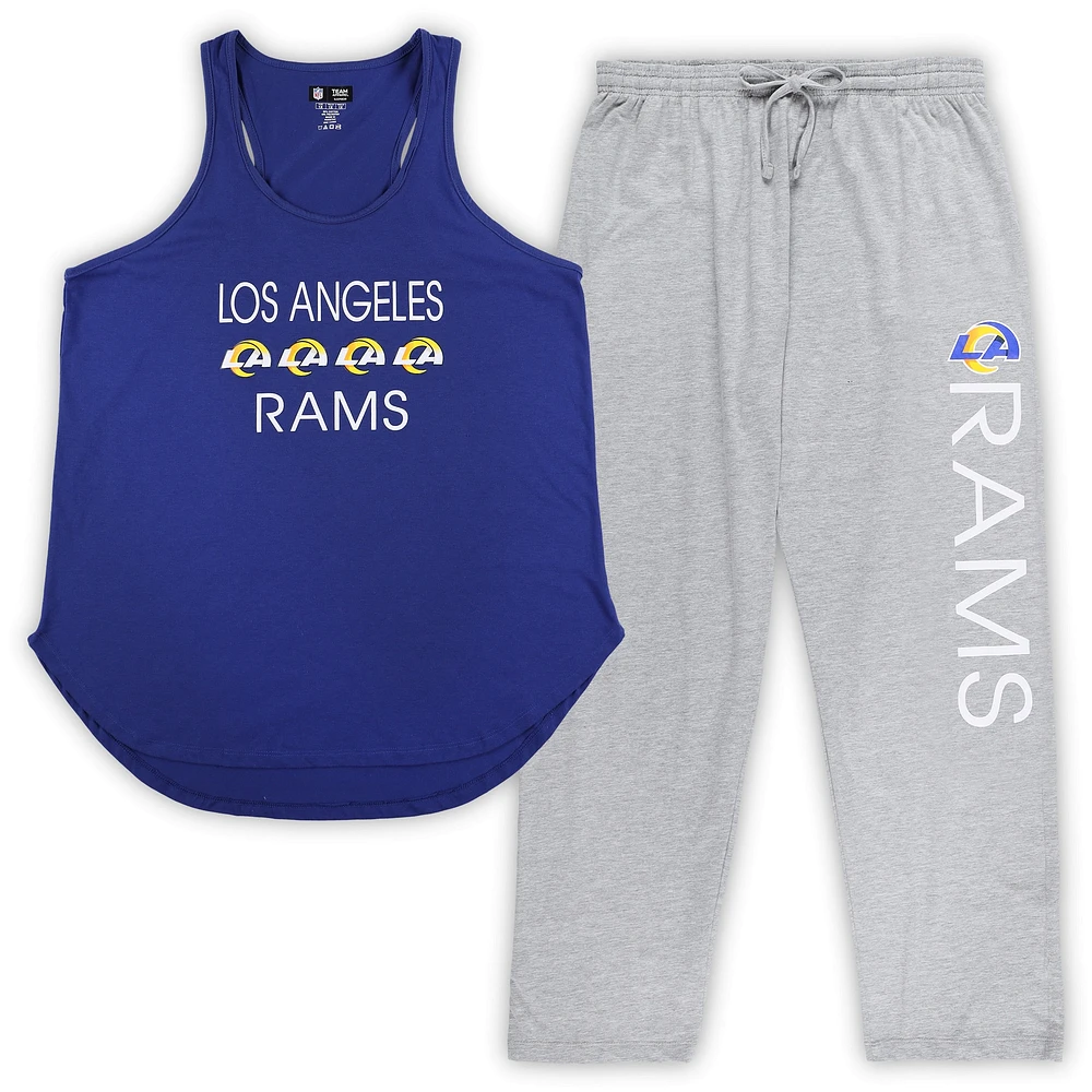 Concepts Sport Royal/Heather Grey Los Angeles Rams Plus Meter Tank Top & Pants Sleep Set