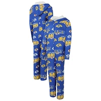 Women's Concepts Sport Royal Los Angeles Rams Roadway Allover Print Microfleece Full-Zip Union Suit