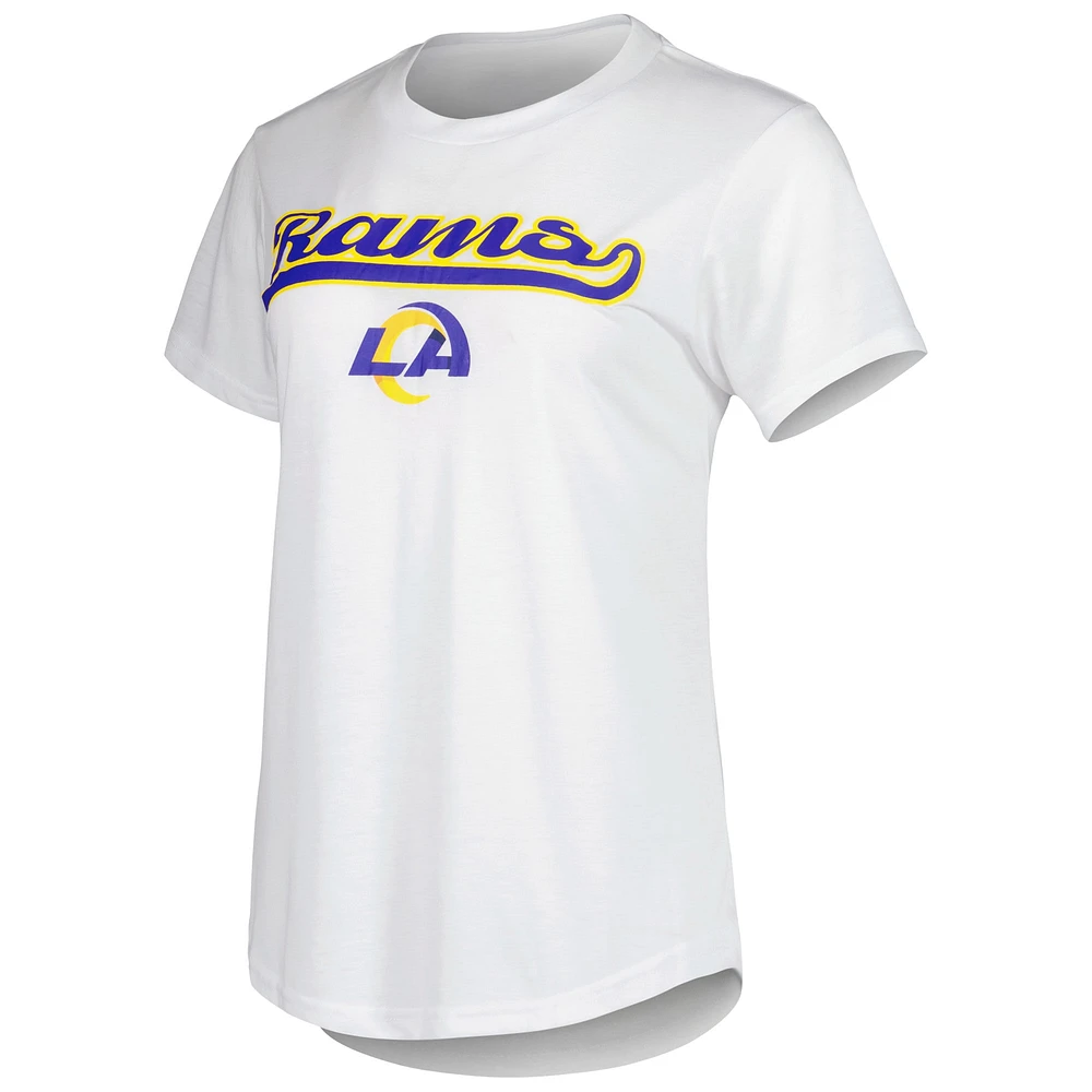 Women's Concepts Sport White/Charcoal Los Angeles Rams Sonata T-Shirt & Leggings Sleep Set