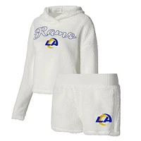 Concepts Sport Blanc Los Angeles Rams Fluffy Pullover Sweatshirt & Shorts Sleep Set