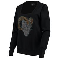 Women's Cuce Black Los Angeles Rams Winners Square Neck Pullover Sweatshirt