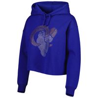 Women's Cuce Royal Los Angeles Rams Crystal Logo Cropped Pullover Hoodie