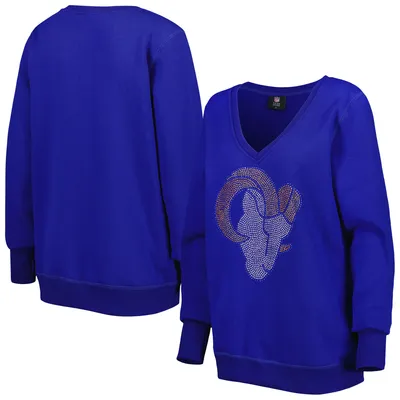 Los Angeles Rams Cuce Women's Deep V-Neck Pullover Sweatshirt - Royal