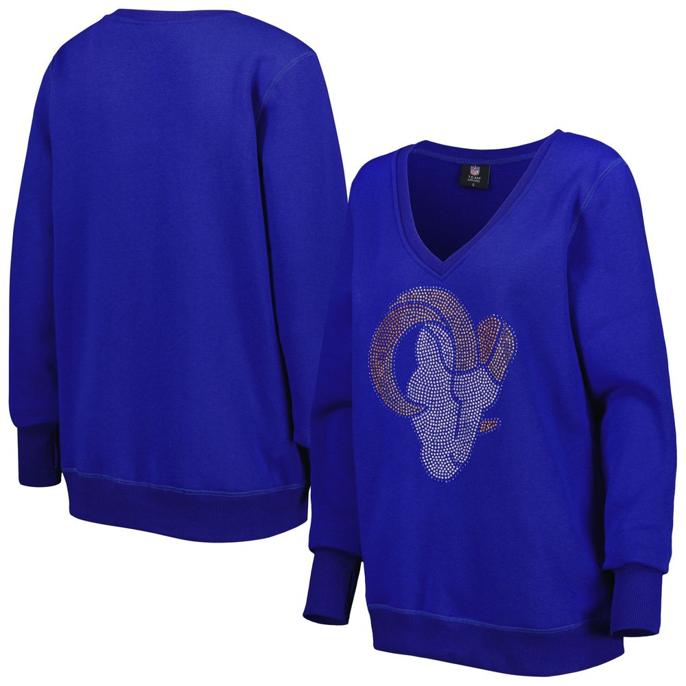 Women's Cuce Royal Los Angeles Rams Deep V-Neck Pullover Sweatshirt