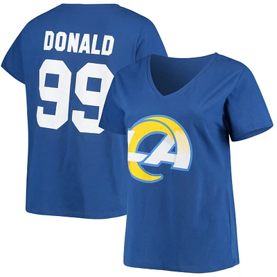 Women's Fanatics Aaron Donald Royal Los Angeles Rams Plus Name & Number V-Neck T-Shirt