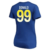 Fanatics pour femmes Aaron Donald Royal Los Angeles Rams Super Bowl LVI Bound Grande taille Nom et numéro T-shirt à col en V