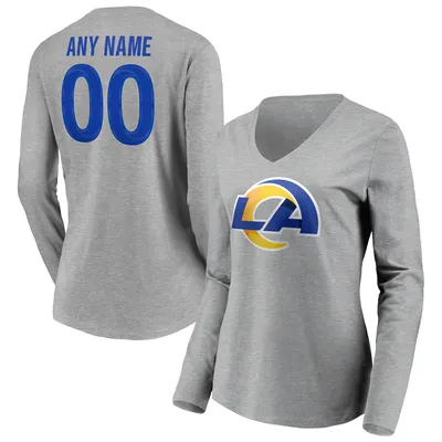 Los Angeles Rams Deep V Neck T Shirt Women's Summer Short Sleeve Blouse Tops