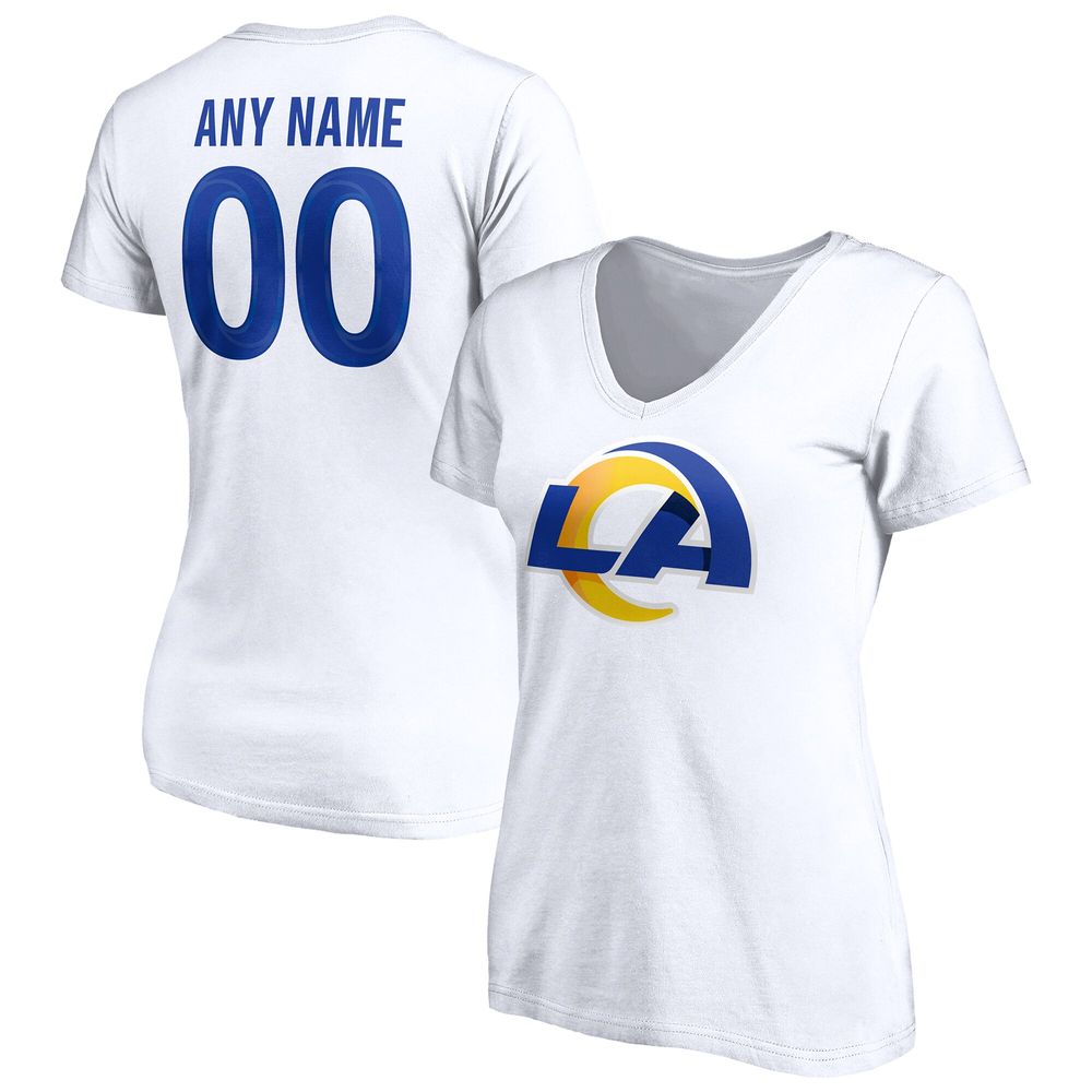 Los Angeles Rams Fanatics Branded Team Authentic Logo Personalized Name &  Number T-Shirt - White