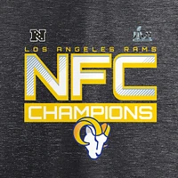 T-shirt à manches longues et col en V incliné emblématique pour femmes Fanatics Charcoal Los Angeles Rams 2021 NFC Champions