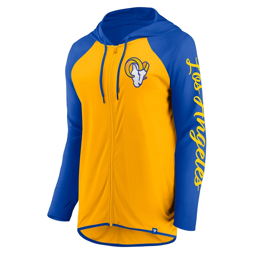 Women's Fanatics Gold/Royal Los Angeles Rams Script Full-Zip Hoodie