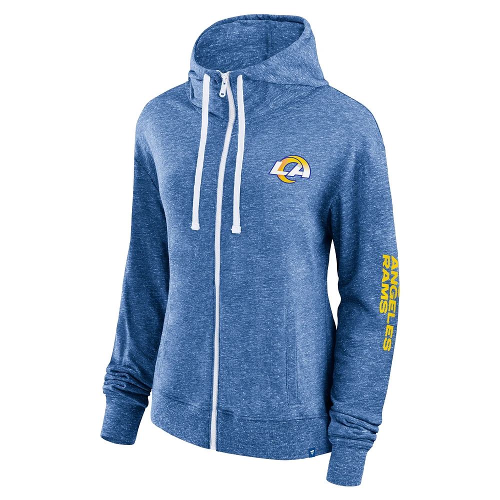 Women's Fanatics Heather Royal Los Angeles Rams Opening Coin Flip Lightweight Full-Zip Hoodie