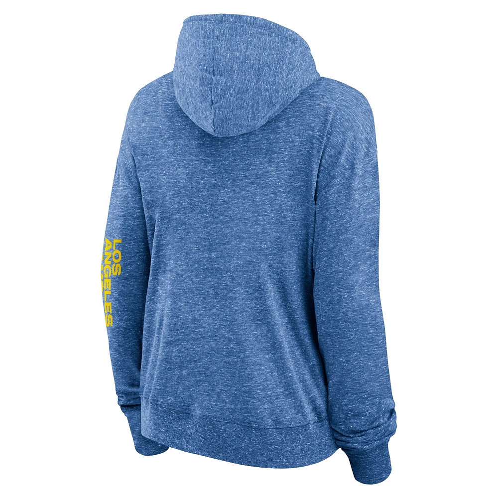 Women's Fanatics Heather Royal Los Angeles Rams Opening Coin Flip Lightweight Full-Zip Hoodie