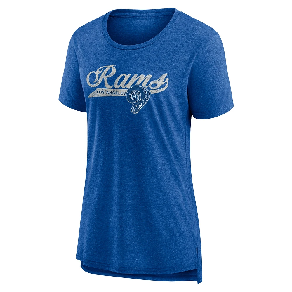 Women's Fanatics Heather Royal Los Angeles Rams Original Play Tri-Blend T-Shirt