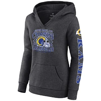 Sweat à capuche rétro pour femmes Fanatics Heathered Charcoal Los Angeles Rams Super Bowl LVI Champions