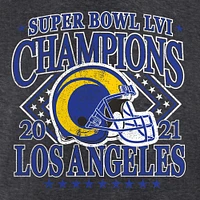 Women's Fanatics Heathered Charcoal Los Angeles Rams Super Bowl LVI Champions Retro Pullover Hoodie