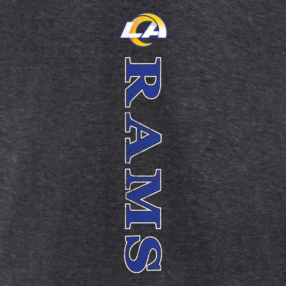 Women's Fanatics Heathered Charcoal Los Angeles Rams Super Bowl LVI Champions Retro Pullover Hoodie