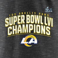 T-shirt à col en V Fanatics Heathered Charcoal pour femmes des Rams de Los Angeles Super Bowl LVI Champions Schedule