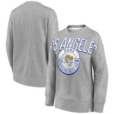 Women's Fanatics Heathered Gray Los Angeles Rams Jump Distribution Tri-Blend Pullover Sweatshirt