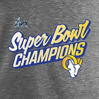 Women's Fanatics Heathered Gray Los Angeles Rams Super Bowl LVI Champions Paint Script V-Neck T-Shirt