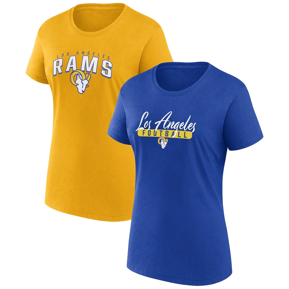 Ensemble combiné de t-shirts fan Fanatics Royal/Gold Los Angeles Rams pour femmes