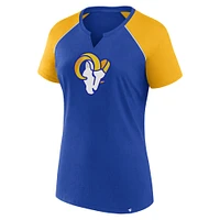 T-shirt raglan pailleté pour femme Fanatics Royal/Gold Los Angeles Rams