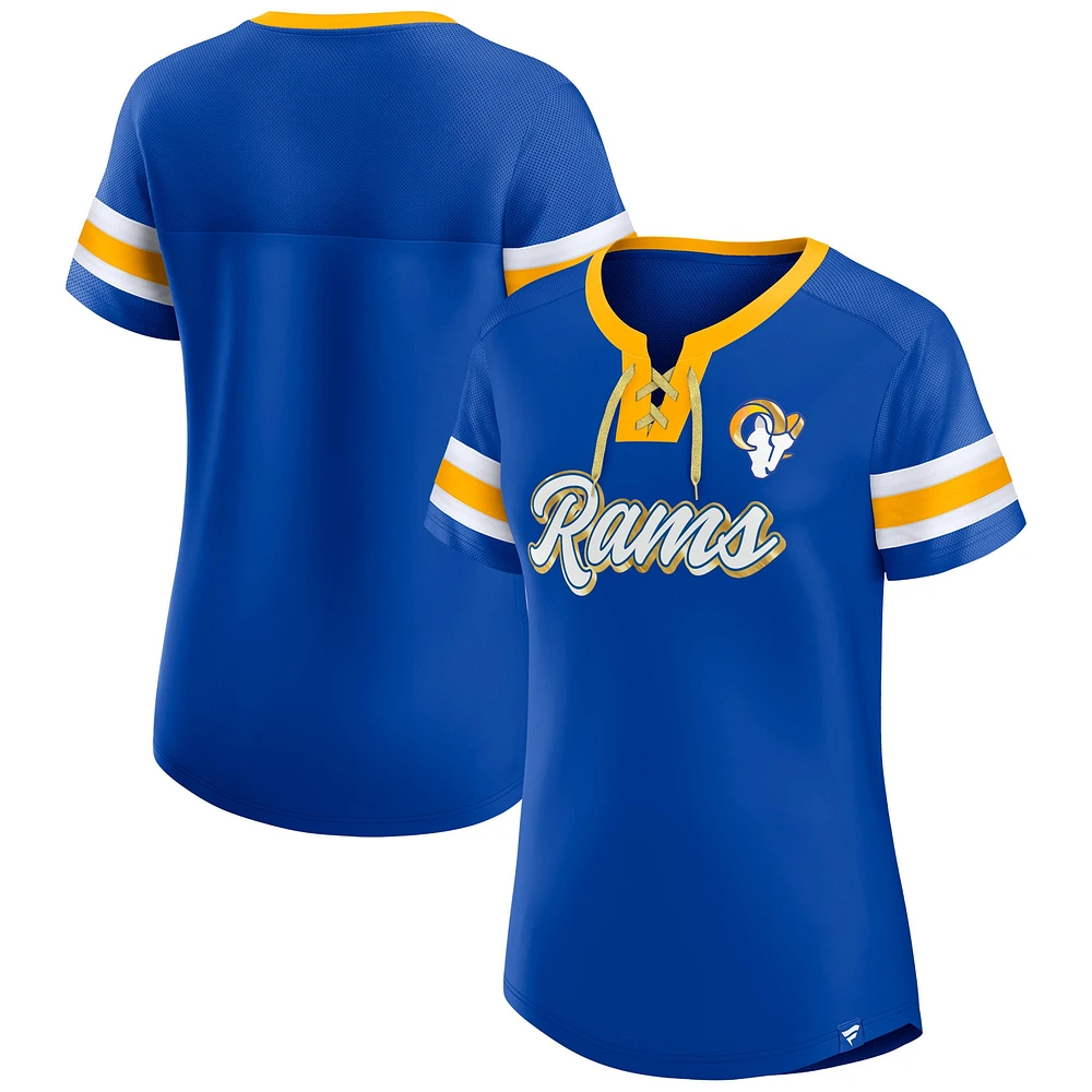 T-shirt à lacets Fanatics Royal Los Angeles Rams Original State pour femmes