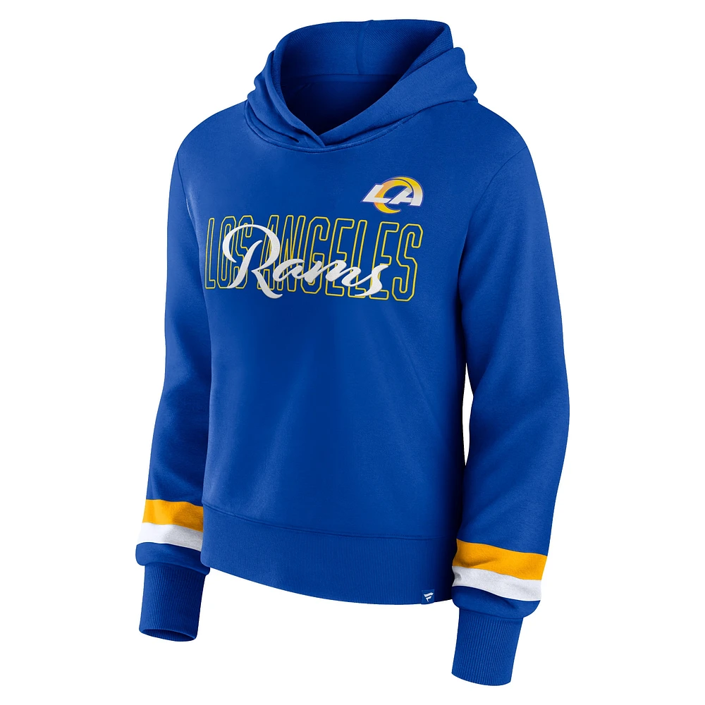 Women's Fanatics  Royal Los Angeles Rams Over Under Pullover Hoodie