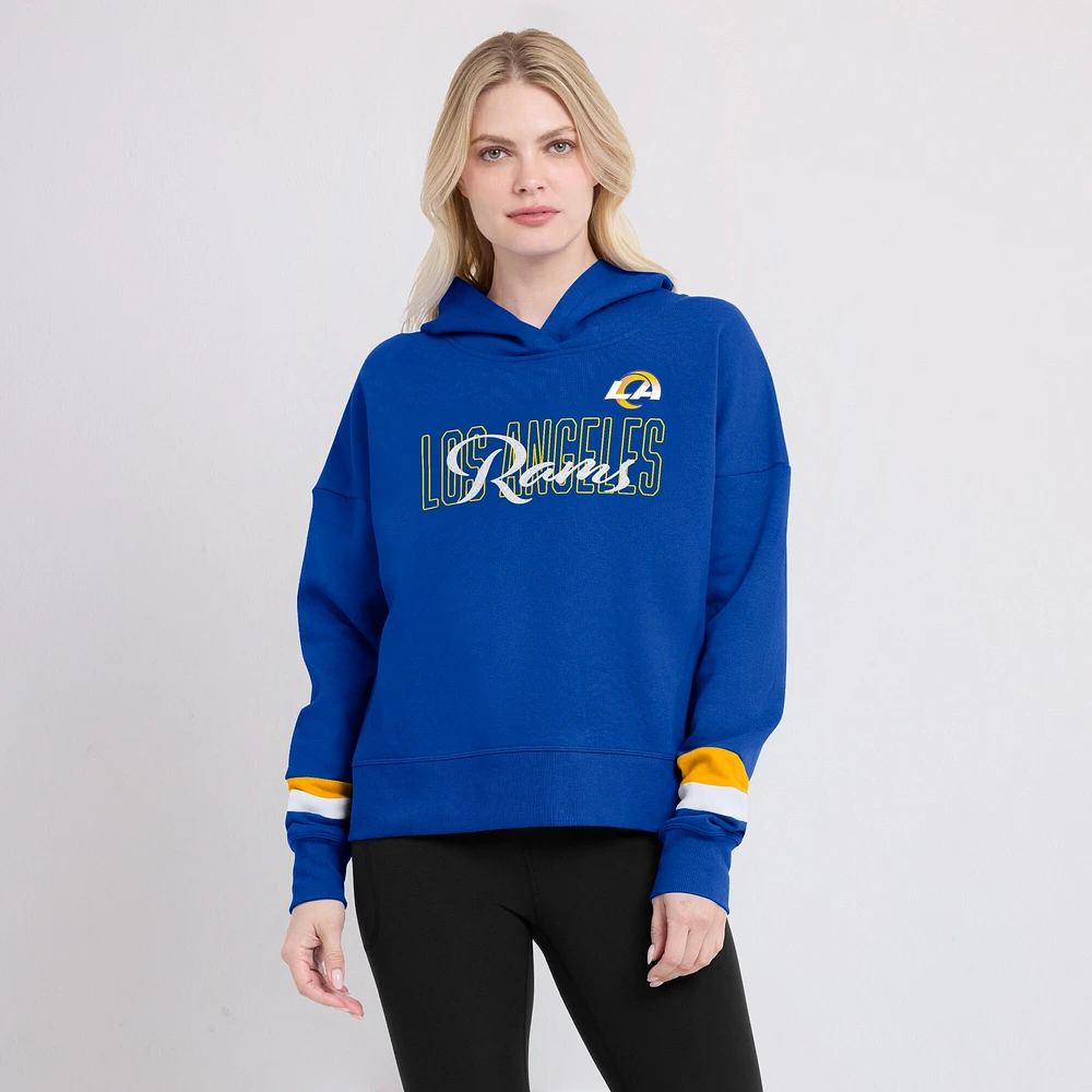 Women's Fanatics  Royal Los Angeles Rams Over Under Pullover Hoodie