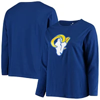 T-shirt à manches longues avec logo principal Fanatics Royal Los Angeles Rams pour femmes, grande taille