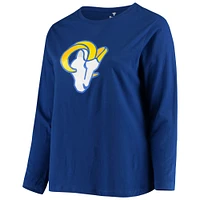 T-shirt à manches longues avec logo principal Fanatics Royal Los Angeles Rams pour femmes, grande taille