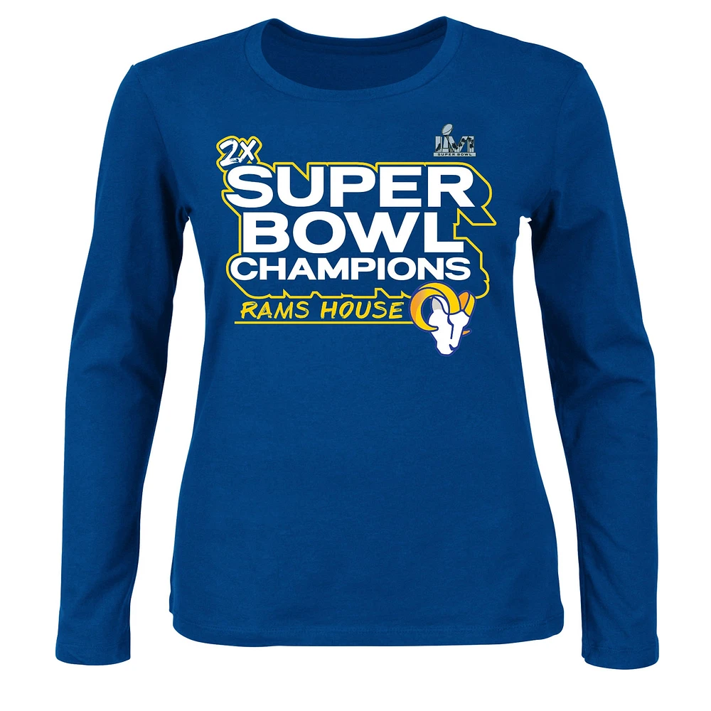 Fanatics Royal Los Angeles Rams Super Bowl LVI Champions Parade T-shirt à manches longues et col rond pour femmes, grande taille