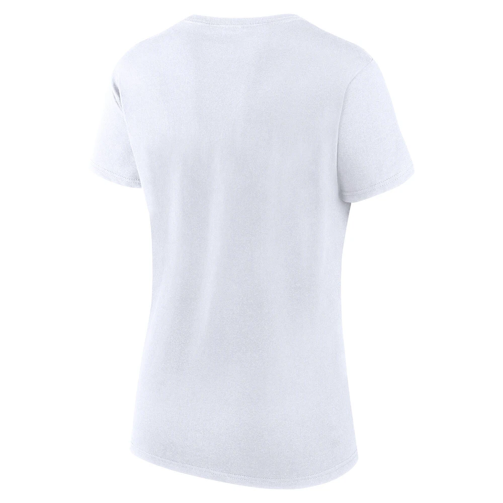 T-shirt blanc fanatique pour femme des pom-pom girls Los Angeles Rams